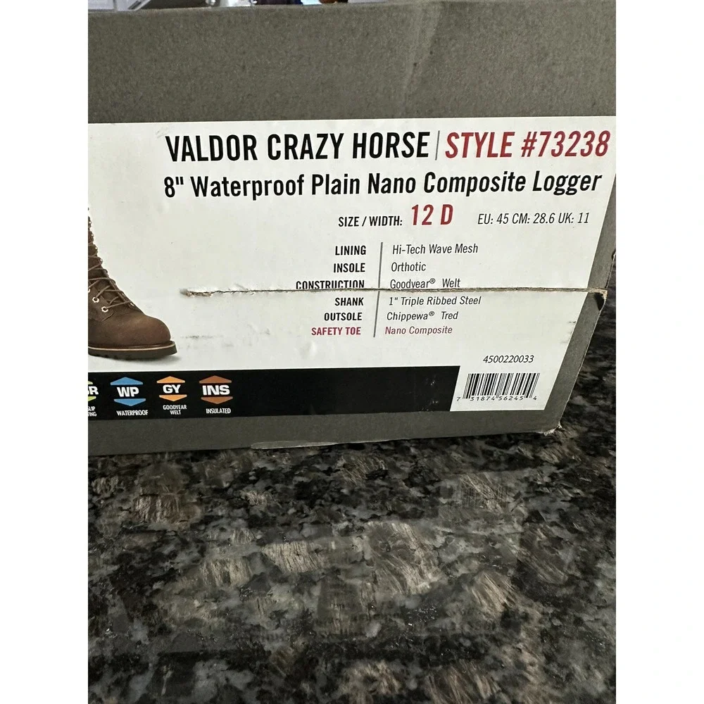 Chippewa Valdor Crazy Horse Comp Toe Insulated Work Boots Brown 12 D. Waterproof